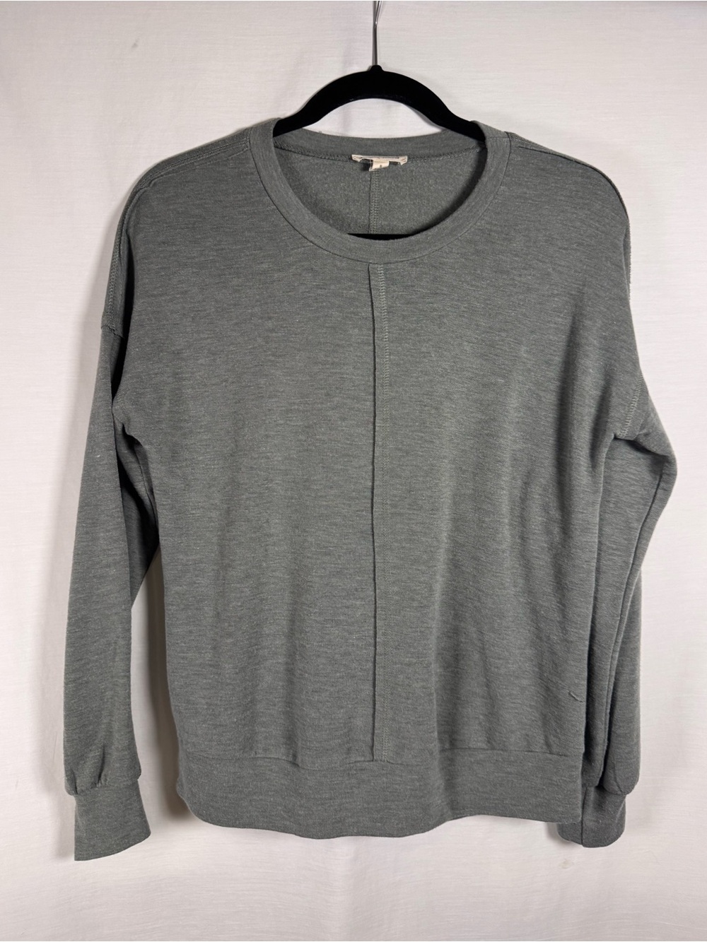 Moa Moa Women’s Crewneck Sweatshirt reversed seams open back  in Gray/Green
